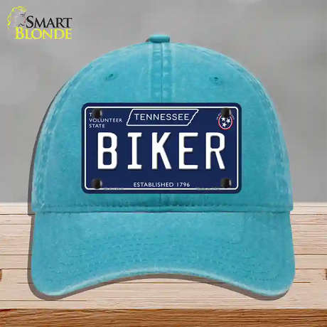 Biker Tennessee Blue Novelty License Plate Hat Tag Unconstructed Cotton / Lake Blue