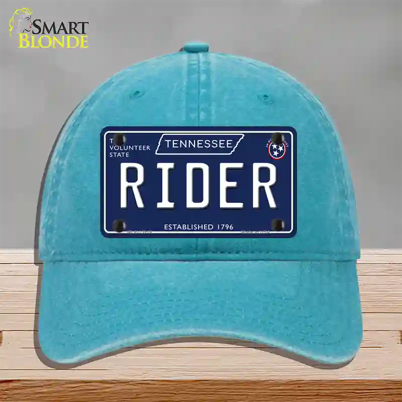 Rider Tennessee Blue Novelty License Plate Hat Tag Unconstructed Cotton / Lake Blue