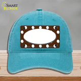 White Brown Polka Dot Center Oval Novelty License Plate Hat Unconstructed Cotton / Lake Blue