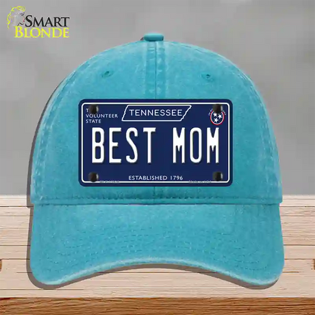 Best Mom Tennessee Blue Novelty License Plate Hat Tag Unconstructed Cotton / Lake Blue