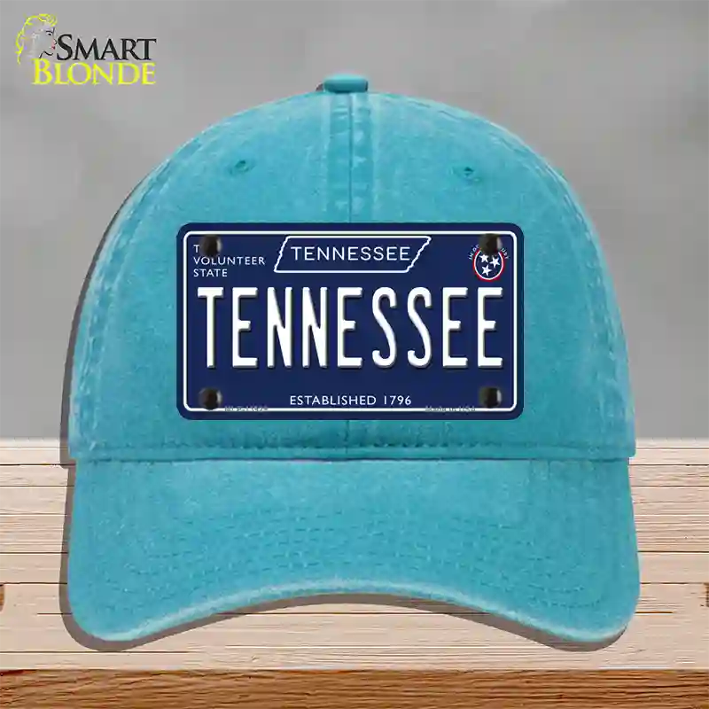 TN Tennessee Blue Novelty License Plate Hat Tag Unconstructed Cotton / Lake Blue