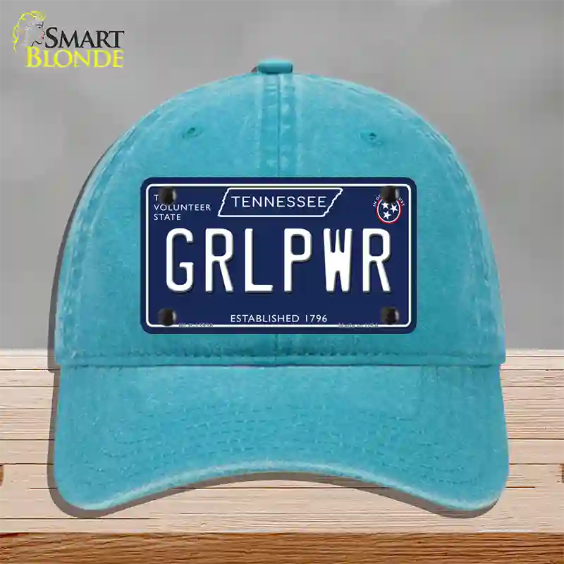 Grlpwr Tennessee Blue Novelty License Plate Hat Tag Unconstructed Cotton / Lake Blue