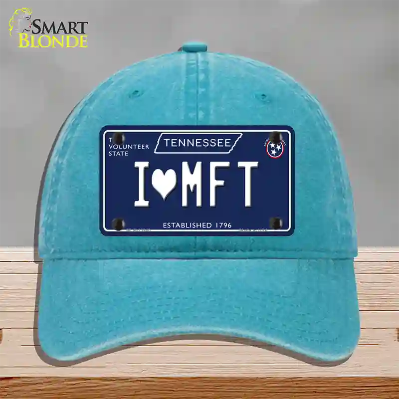 I Heart MFT Tennessee Blue Novelty License Plate Hat Tag Unconstructed Cotton / Lake Blue