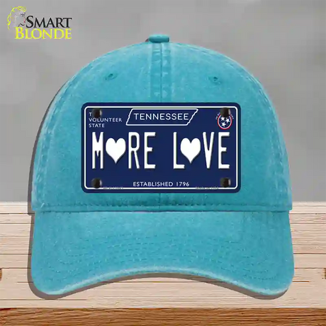 More Love Hearts Tennessee Blue Novelty License Plate Hat Tag Unconstructed Cotton / Lake Blue