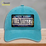 Allen Diggs 21 NY Blue Novelty License Plate Hat Tag Unconstructed Cotton / Lake Blue