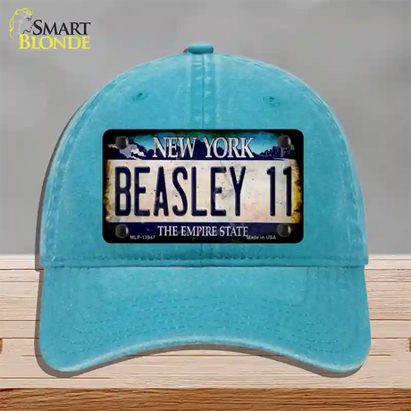 Beasley 11 New York Blue Novelty License Plate Hat Tag Unconstructed Cotton / Lake Blue