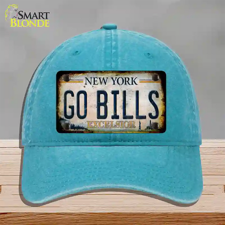 Go Bills New York White Novelty License Plate Hat Tag Unconstructed Cotton / Lake Blue