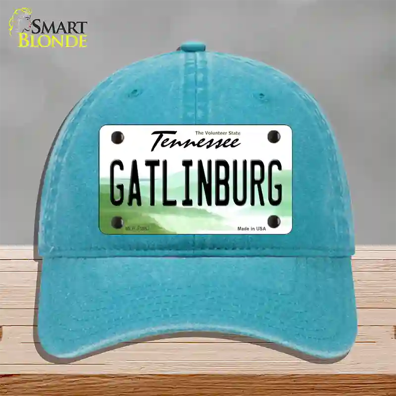 Gatlinburg Tennessee Novelty License Plate Hat Tag Unconstructed Cotton / Lake Blue