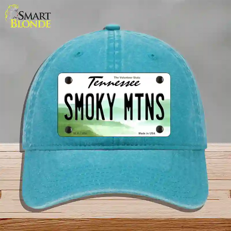 Smoky Mtns Tennessee Novelty License Plate Hat Tag Unconstructed Cotton / Lake Blue