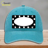 White Black Polka Dot Center Oval Novelty License Plate Hat Unconstructed Cotton / Lake Blue