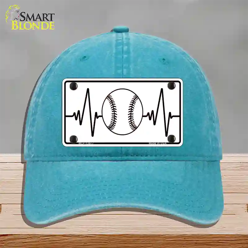 Baseball Heart Beat Novelty License Plate Hat Tag Unconstructed Cotton / Lake Blue