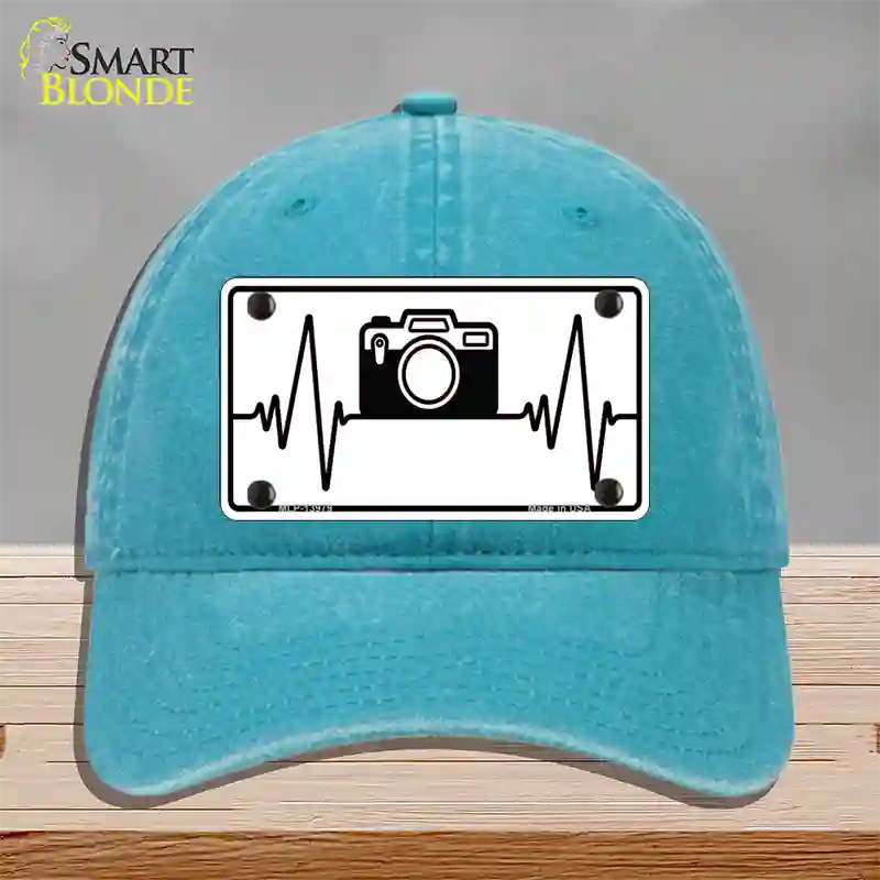 Photography Heart Beat Novelty License Plate Hat Tag Unconstructed Cotton / Lake Blue