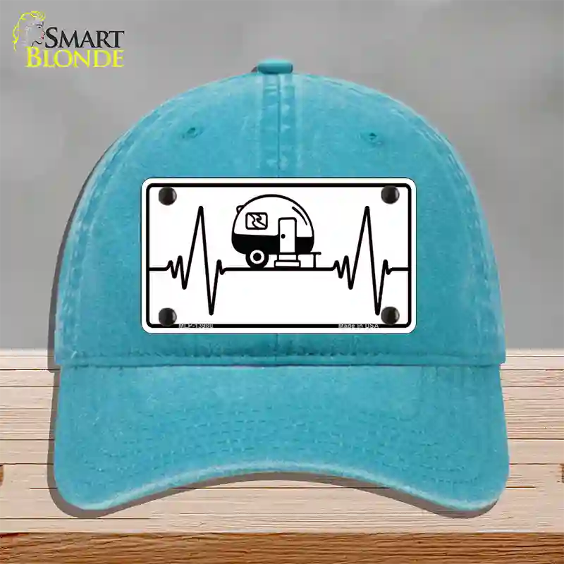 Camping Heart Beat Novelty License Plate Hat Tag Unconstructed Cotton / Lake Blue