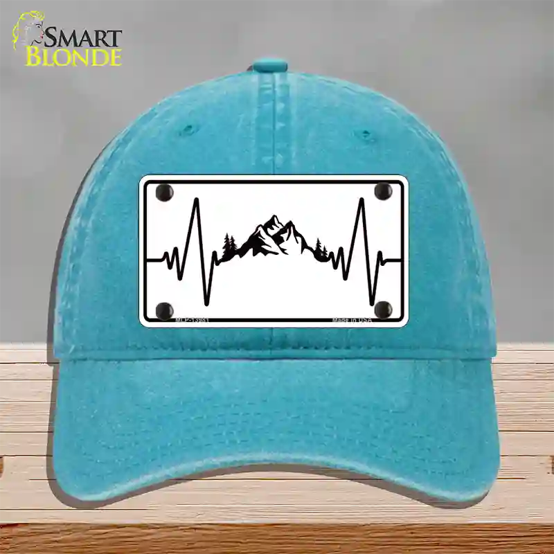 Mountains Heart Beat Novelty License Plate Hat Tag Unconstructed Cotton / Lake Blue