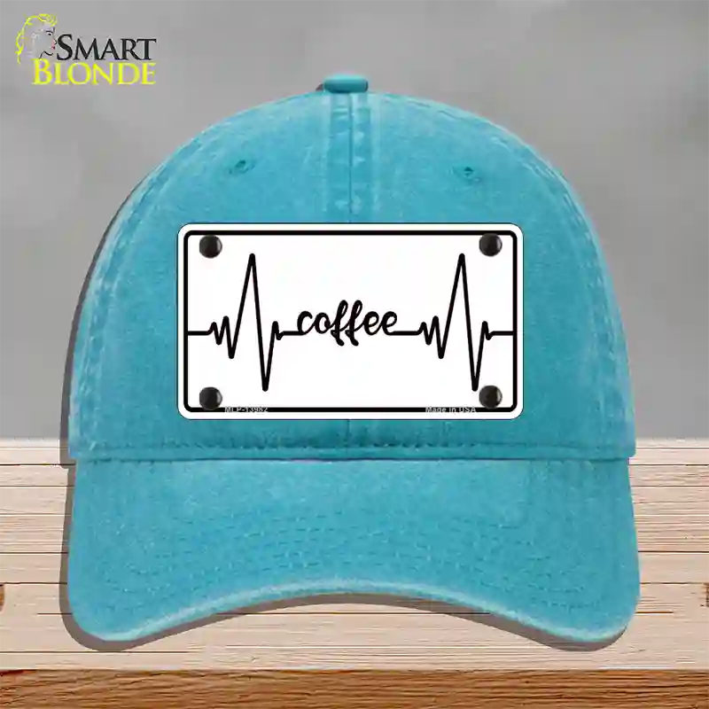 Coffee Heart Beat Novelty License Plate Hat Tag Unconstructed Cotton / Lake Blue