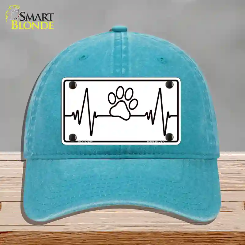 Paw Print Heart Beat Novelty License Plate Hat Tag Unconstructed Cotton / Lake Blue