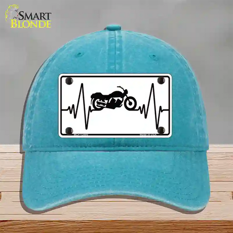 Motorcycle Heart Beat Novelty License Plate Hat Tag Unconstructed Cotton / Lake Blue