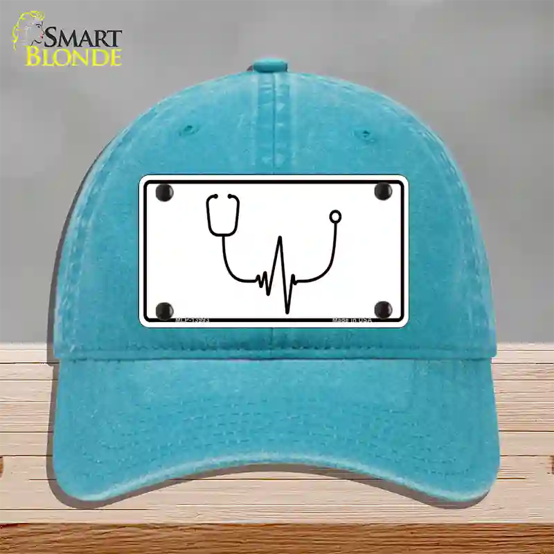 Stethoscope Heart Beat Novelty License Plate Hat Tag Unconstructed Cotton / Lake Blue