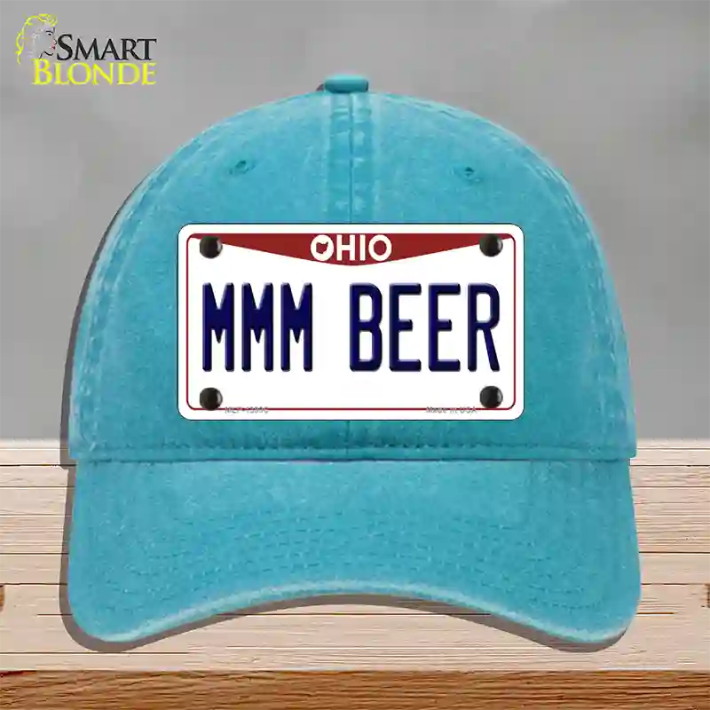 MMM Beer Ohio Novelty License Plate Hat Tag Unconstructed Cotton / Lake Blue