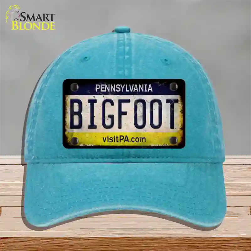 Bigfoot Pennsylvania Novelty License Plate Hat Tag Unconstructed Cotton / Lake Blue