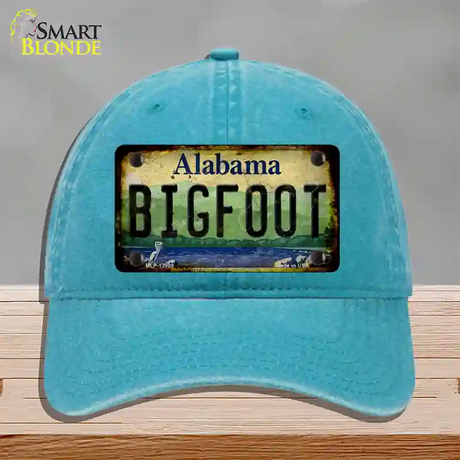 Bigfoot Alabama Novelty License Plate Hat Tag Unconstructed Cotton / Lake Blue