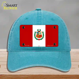 Peru Flag Novelty License Plate Hat Unconstructed Cotton / Lake Blue