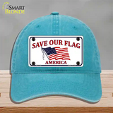 Save Our Flag Novelty License Plate Hat Unconstructed Cotton / Lake Blue