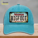 Bigfoot Arkansas Novelty License Plate Hat Tag Unconstructed Cotton / Lake Blue