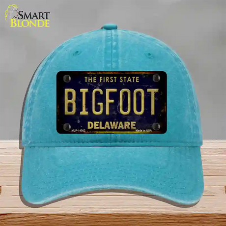 Bigfoot Delaware Novelty License Plate Hat Tag Unconstructed Cotton / Lake Blue