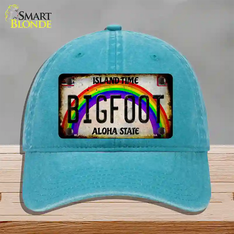 Bigfoot Hawaii Novelty License Plate Hat Tag Unconstructed Cotton / Lake Blue