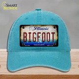 Bigfoot Illinois Novelty License Plate Hat Tag Unconstructed Cotton / Lake Blue