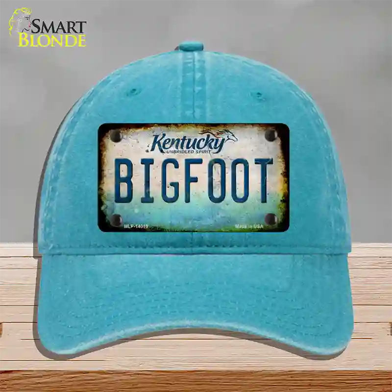 Bigfoot Kentucky Novelty License Plate Hat Tag Unconstructed Cotton / Lake Blue