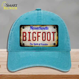 Bigfoot Massachusetts Novelty License Plate Hat Tag Unconstructed Cotton / Lake Blue