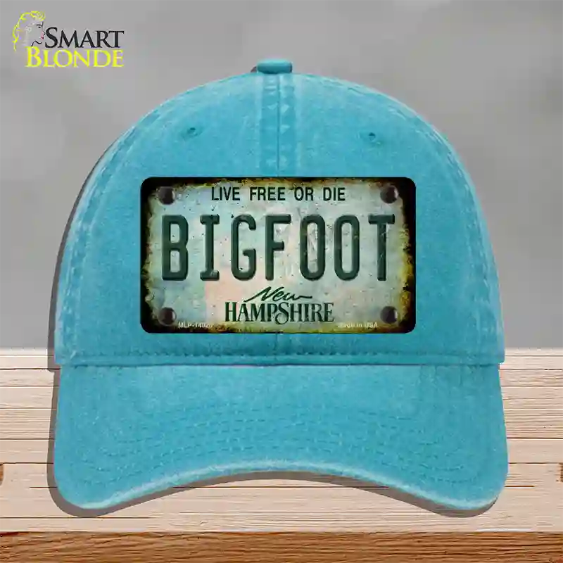 Bigfoot New Hampshire Novelty License Plate Hat Tag Unconstructed Cotton / Lake Blue