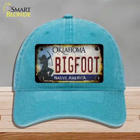 Bigfoot Oklahoma Novelty License Plate Hat Tag Unconstructed Cotton / Lake Blue