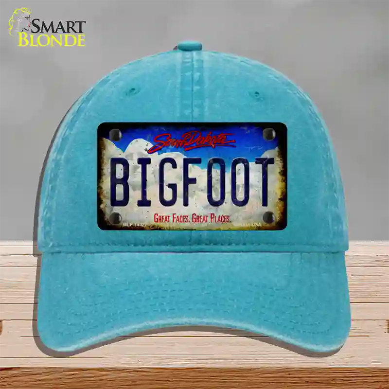 Bigfoot South Dakota Novelty License Plate Hat Tag Unconstructed Cotton / Lake Blue