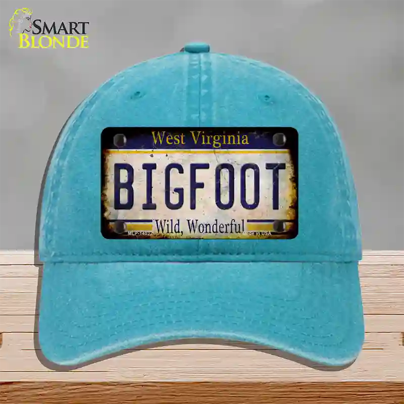 Bigfoot West Virginia Novelty License Plate Hat Tag Unconstructed Cotton / Lake Blue