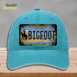 Bigfoot Wyoming Novelty License Plate Hat Tag Unconstructed Cotton / Lake Blue