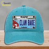 Clam Bake Maine Lobster Novelty License Plate Hat Unconstructed Cotton / Lake Blue