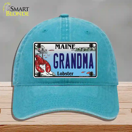 Grandma Maine Lobster Novelty License Plate Hat Unconstructed Cotton / Lake Blue