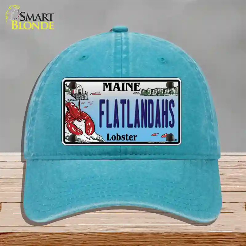 Flatlands Maine Lobster Novelty License Plate Hat Unconstructed Cotton / Lake Blue