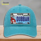 Dubbah Maine Lobster Novelty License Plate Hat Unconstructed Cotton / Lake Blue