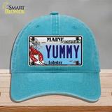 Yummy Maine Lobster Novelty License Plate Hat Unconstructed Cotton / Lake Blue