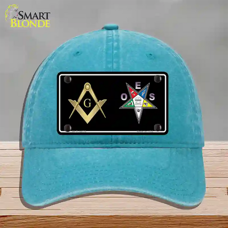 Free Mason OES Novelty License Plate Hat Unconstructed Cotton / Lake Blue