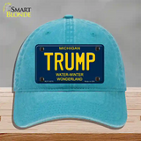 Trump Michigan Blue Novelty License Plate Hat Unconstructed Cotton / Lake Blue