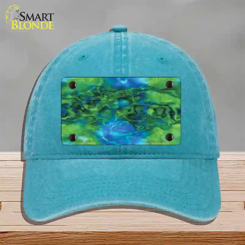 Psychedelic Electric Jelly Fish Novelty License Plate Hat Unconstructed Cotton / Lake Blue