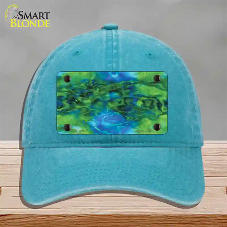 Psychedelic Electric Jelly Fish Novelty License Plate Hat Unconstructed Cotton / Lake Blue