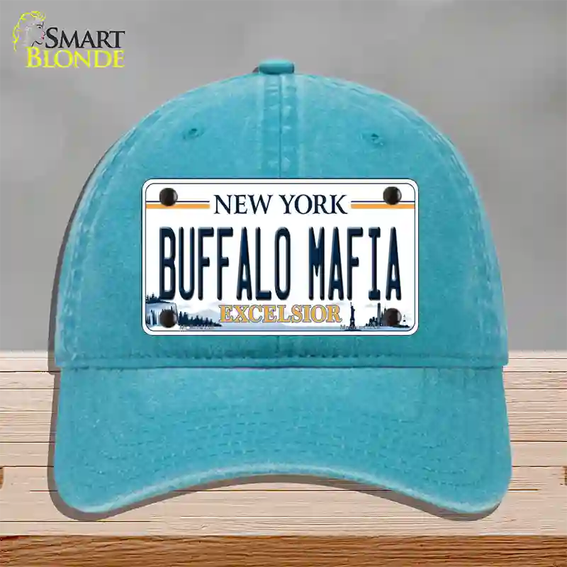 Buffalo Mafia New York Excelsior Novelty License Plate Hat Unconstructed Cotton / Lake Blue