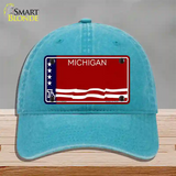 Michigan Bicentennial 76 State Blank Novelty License Plate Hat Unconstructed Cotton / Lake Blue