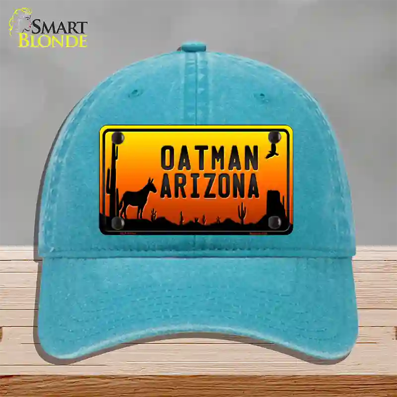 Oatman Arizona Scenic Background Novelty License Plate Hat Unconstructed Cotton / Lake Blue